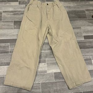 Khaki Butter Equipment Worldwide 90s Wide Legged Skater Pants w/ Elastic (Med)